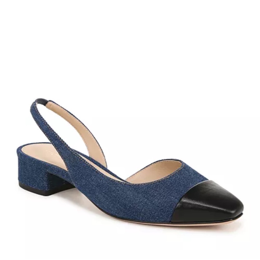 Veronica Beard Denim Leather Cecile Slingback Pumps/Flats